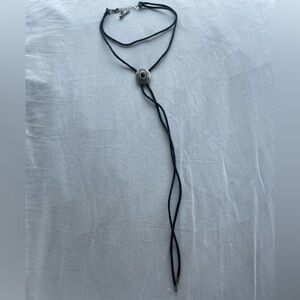 Forever 21 Black Cord Bolero Choker Neclace with Silver Pendant